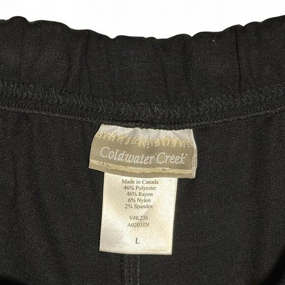 Vintage Coldwater Creek Black Knit Pants Size L Straight Leg Pull On Canada 90s - Picture 3 of 7